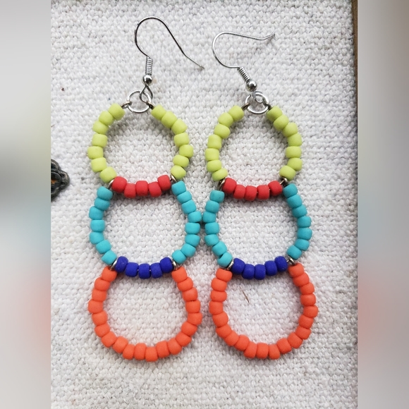 Multi Colored Neon Earrings, Retro Baby! - Picture 4 of 4